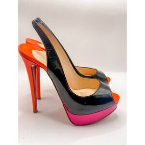 Christian Louboutin Lady Peep Colorblock Slingback size 37.5